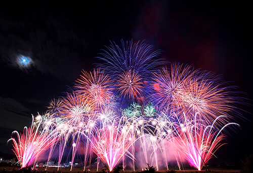 Fireworks displayed at the Kameoka Peace Festival